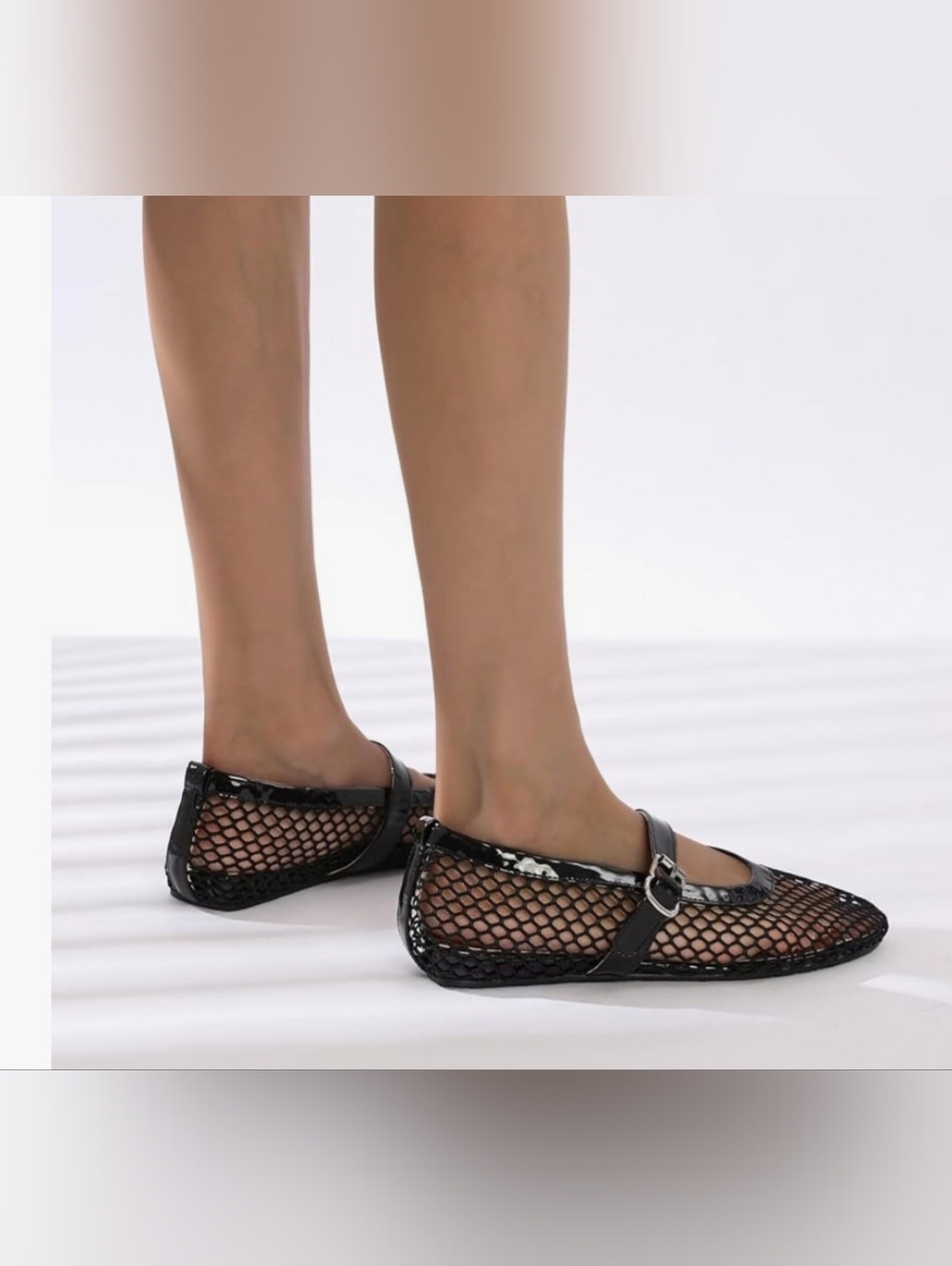 a new day Black Mesh Mary Jane Flats with Buckle - Picture 2 of 16